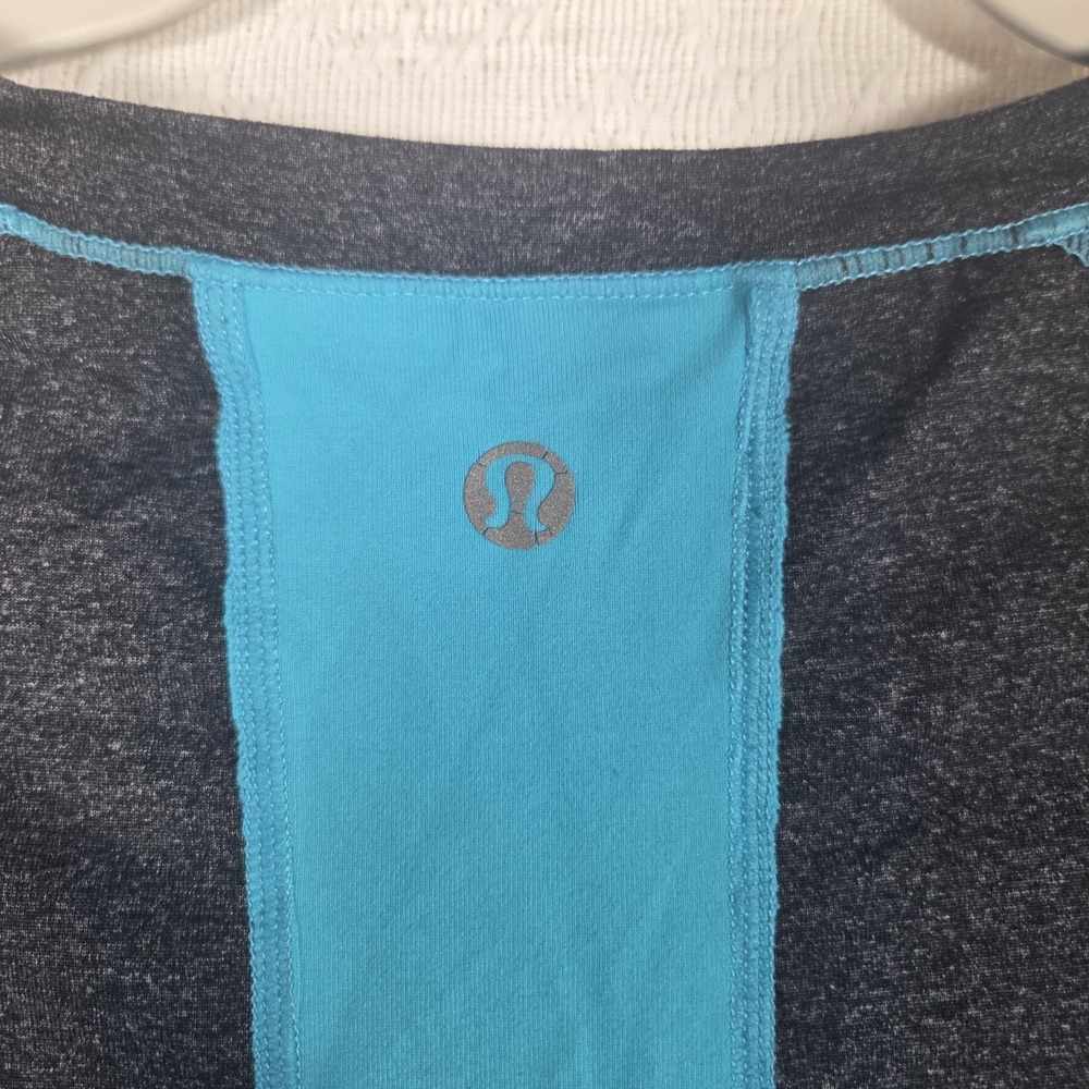 Lululemon Long Sleeve Athletic Top Womens S Gray Blue Thumbholes Running Workout - Picture 7 of 8